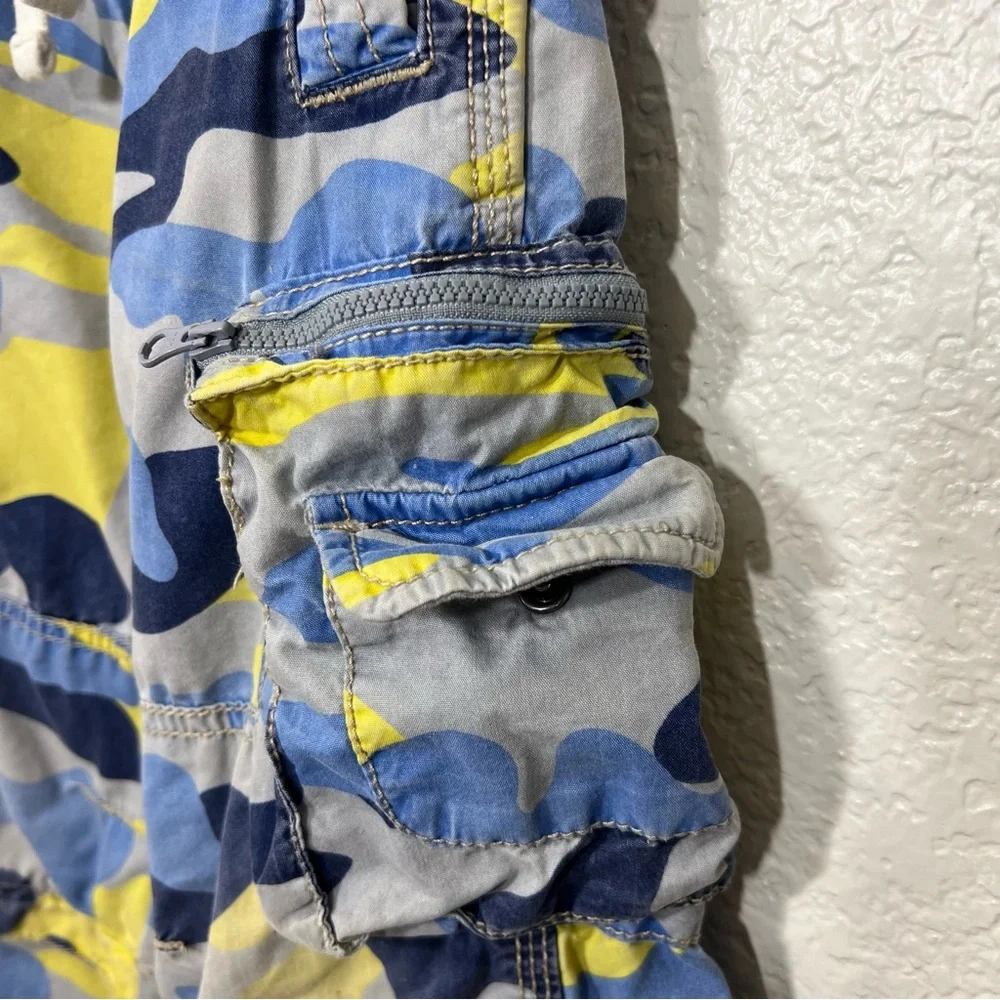 Mini Boden Blue Yellow Camouflage Zip Off Convertible Pants Size 5